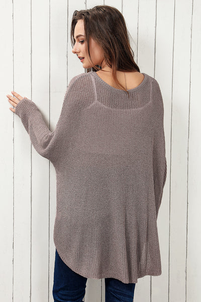 Round Neck High-Low Sweater **Oversized** CUTE CUTE