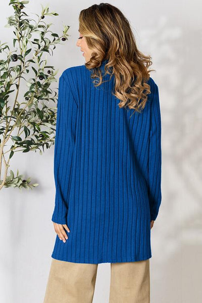 Ribbed Open Front Cardigan with Pockets **5 Different Colors**