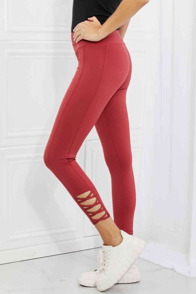 Yelete Ready For Action Full Size Ankle Cutout Active Leggings **Reduced**