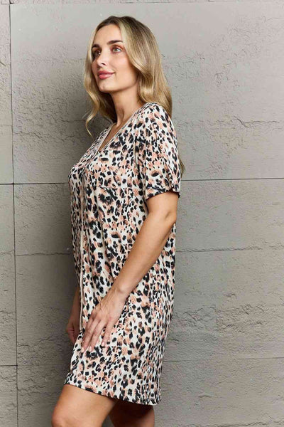 Leopard Quivers Button Down Sleepwear Dress