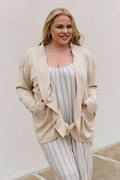 HEYSON Full Size Soft Ribbed Open Front Cardigan  **Reduce Price**