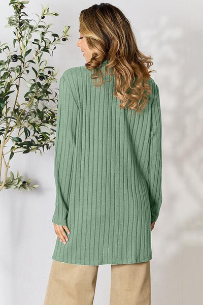 Ribbed Open Front Cardigan with Pockets **5 Different Colors**