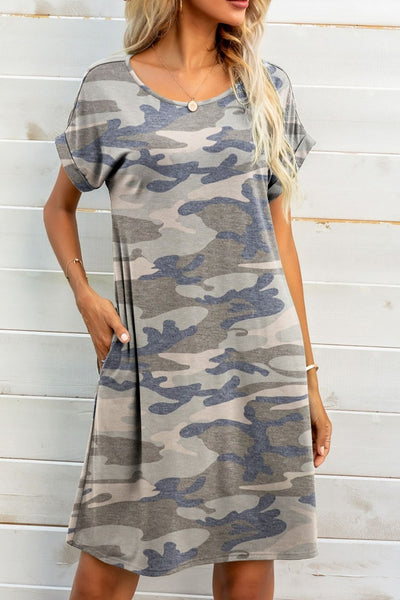 Scoop Neck Short Sleeve Pocket Dress-5 Different Colors