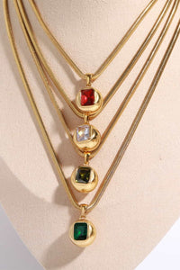 Zircon 18K Gold-Plated Geometrical Shape Pendant Necklace