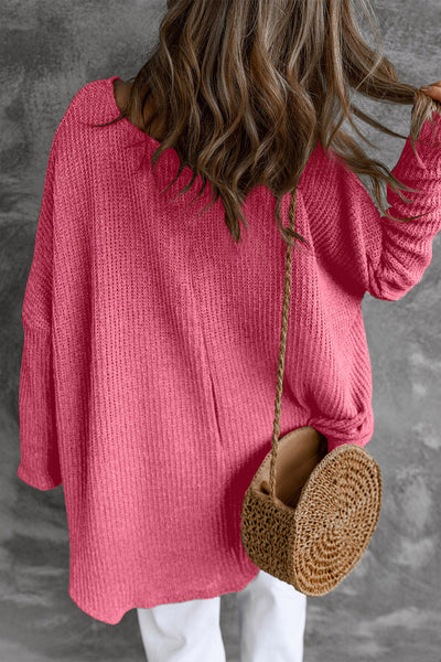 Round Neck High-Low Sweater **Oversized** CUTE CUTE