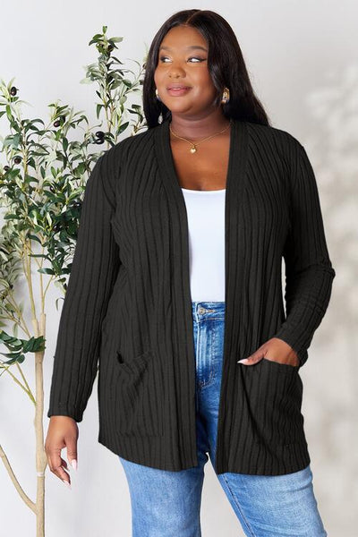 Ribbed Open Front Cardigan with Pockets **5 Different Colors**