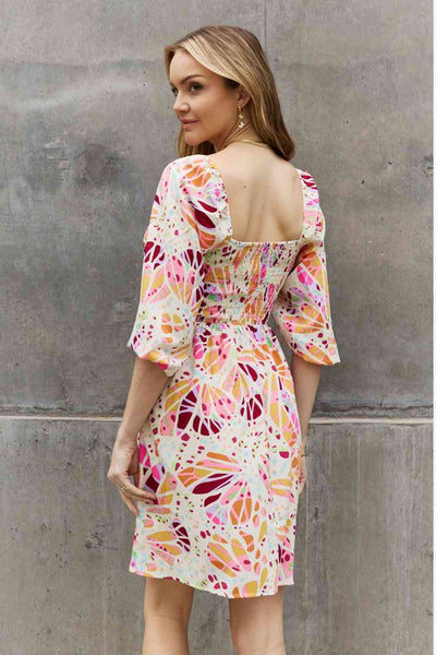 ODDI Full Size Floral Print Mini  Dress **Reduce Price**