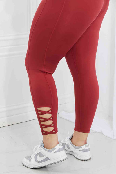 Yelete Ready For Action Full Size Ankle Cutout Active Leggings **Reduced**